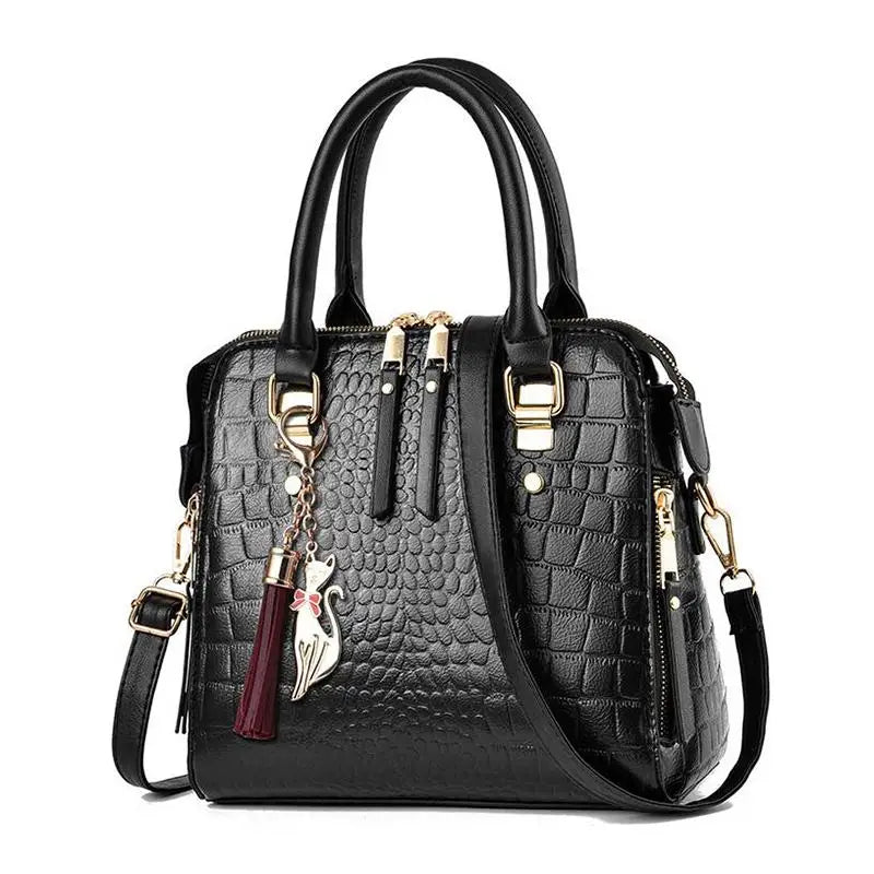 Luxury Crocodile Pattern Handbag for Women | Winter New PU Leather Tassel Shoulder Bag (Brands Design Handle Bag, Lady Purse) Luxegan