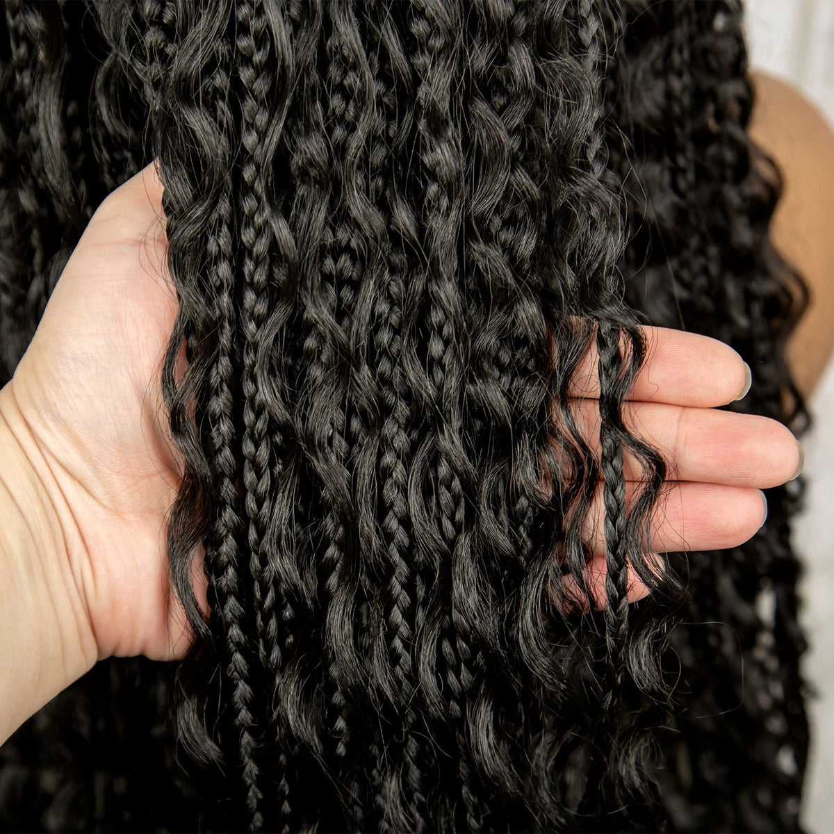 36 Inches Long Boho Braided Wigs with Baby Hair Synthetic Full Lace Knotless Box Braiding Wig with Curly Lace Frontal Wig Luxegan