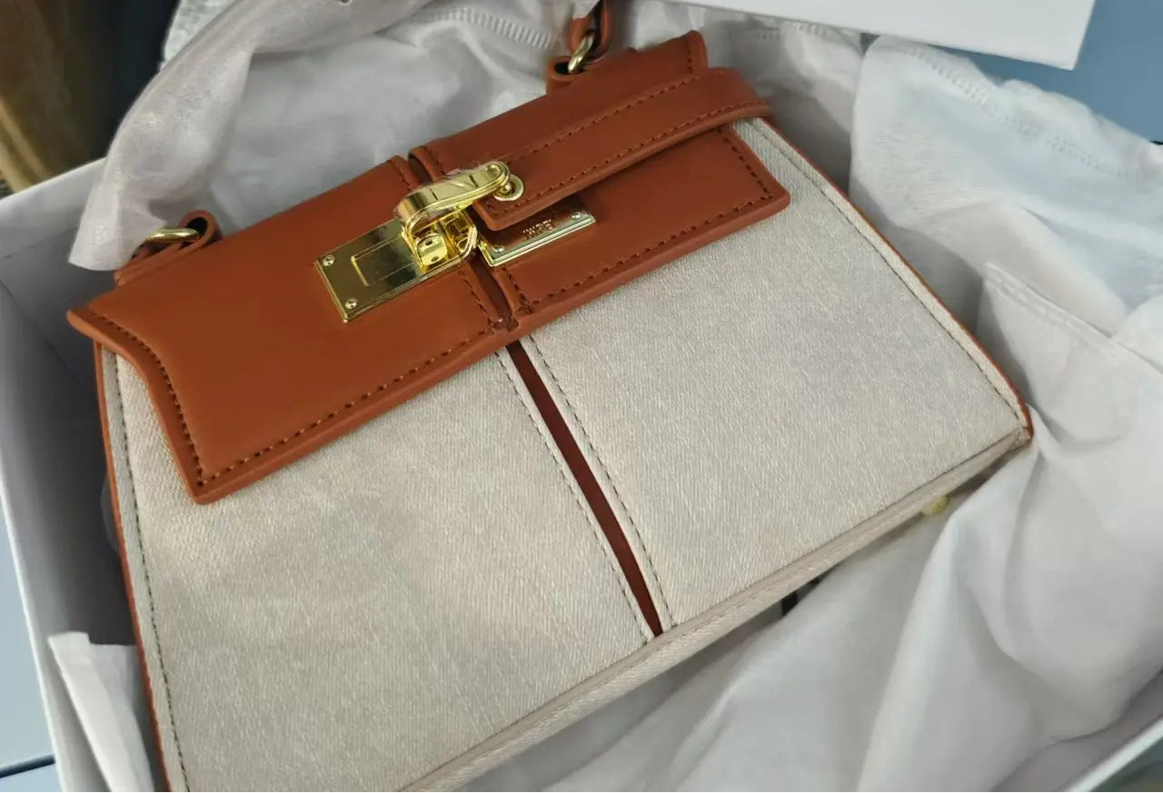 Designer Denim Blue Leather Crossbody Tote | Classic Small Square Bag Luxegan