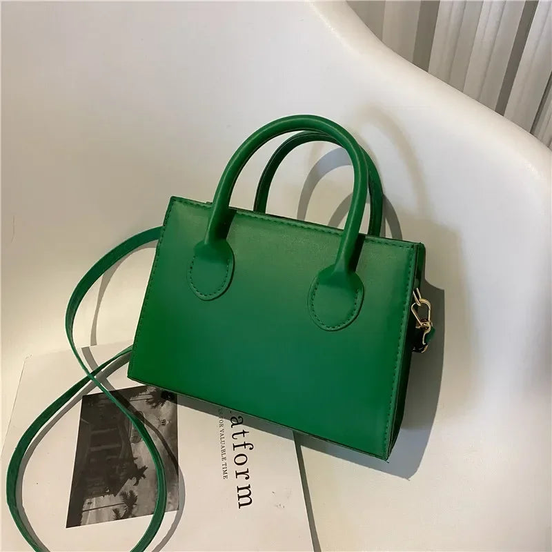Minimalist Black Small Square Bag | Classic Top Handle Purse & Work Handbag Luxegan