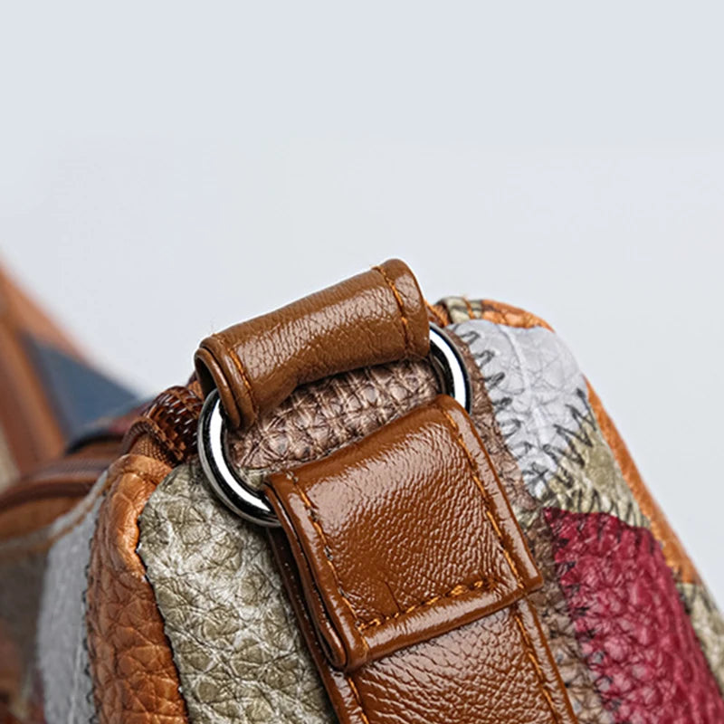 PU Leather Patchwork Casual Tote | Soft Vintage Large Capacity Shoulder Bag Luxegabn