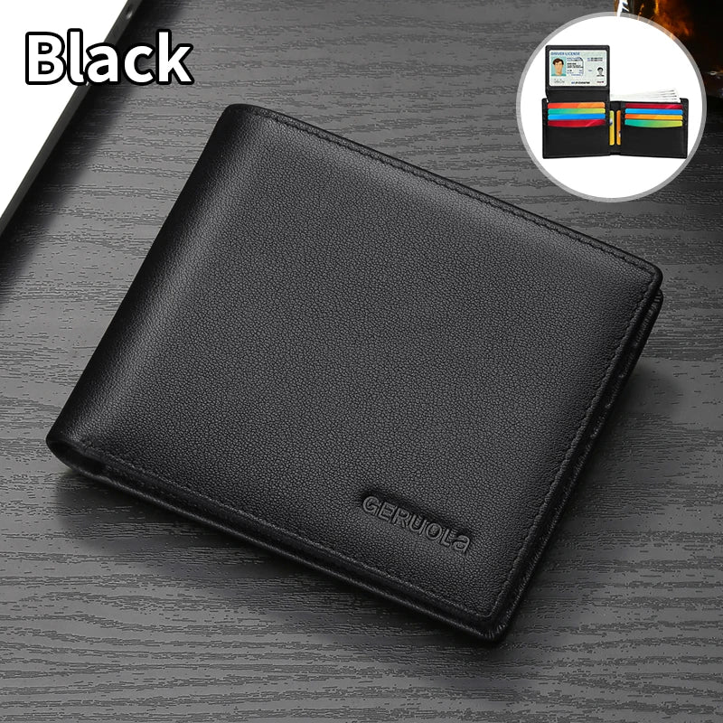 Men's New Arrival Genuine Leather Ultra-Thin Wallet | Premium Cowhide Large Capacity Card Holder | Slim Integrated Mini Money Bag with Cell Phone Pocket & Zipper Closure Model GRL-Q115 Luxegan