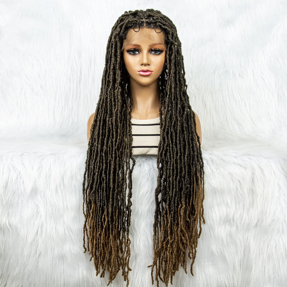Pink & Blue Braided Wig | Full Lace Butterfly Locs & Dreadlocks
