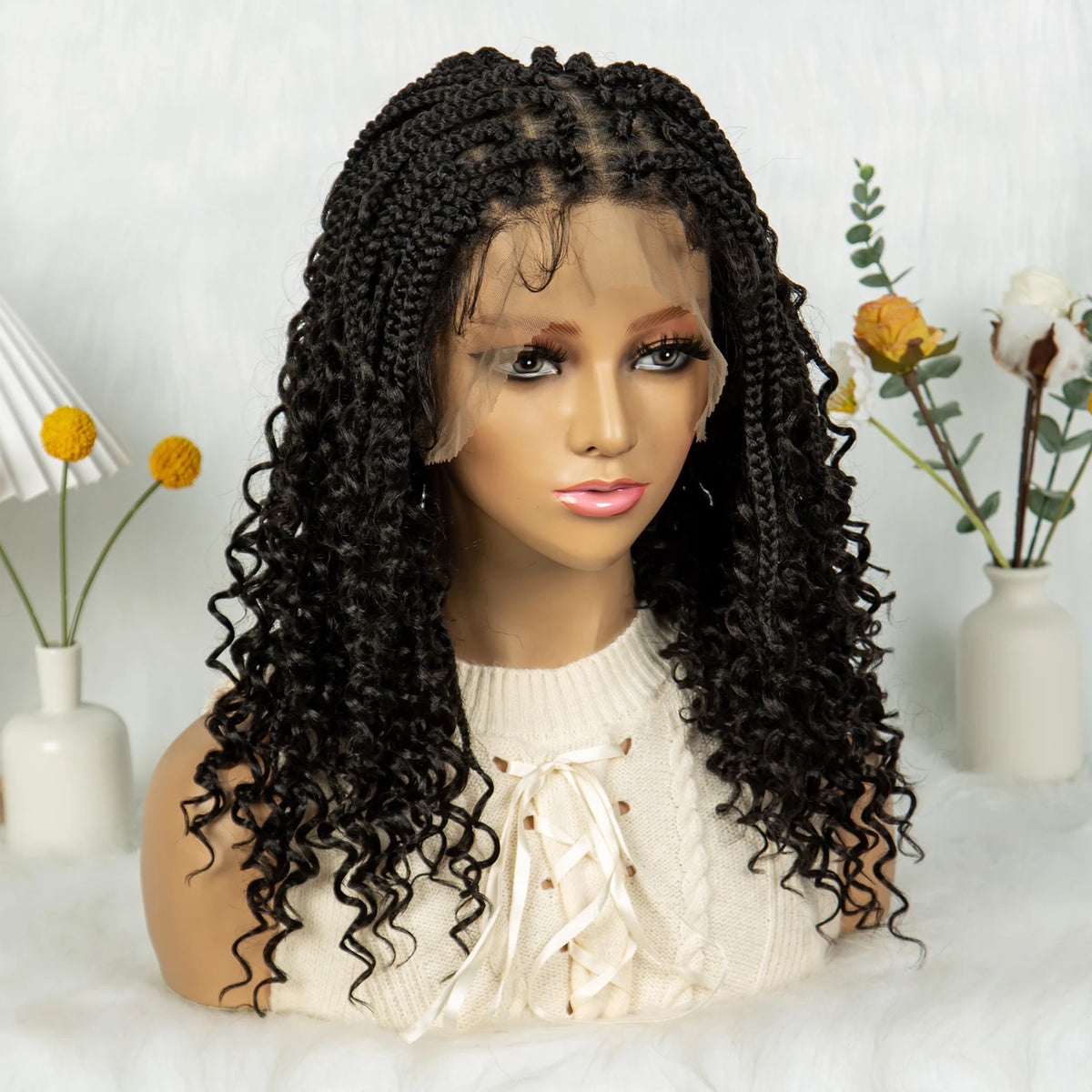 Knotless Box Braided Wig | Curly Ends | Full Lace Frontal