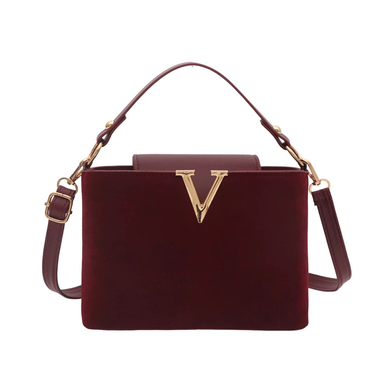 Vintage Mini Faux Suede Satchel | Fashionable Hardware Lock Buckle Handbag | Trendy Quilted & Sequined Shoulder Bag | Women's Small Crossbody Purse with Suede Texture Luxegan