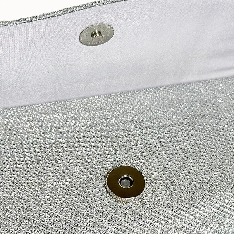 Women's Fold Glitter Handbag | Shiny Envelope Clutch & Pleated Mini Purse Luxegan