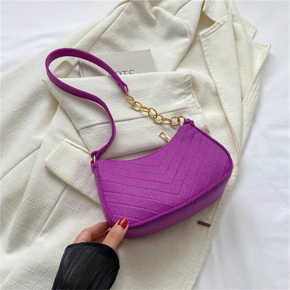 Nylon Mini Box Bag | Soft Felt Texture Solid Underarm Shoulder Bag Luxegan