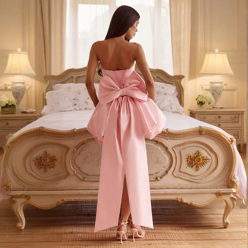 Townlike Bow Backless Sexy Party Dress Women Mini 2025 Spring Summer Dress Waist Wrap A-line Ball Gown Dresses