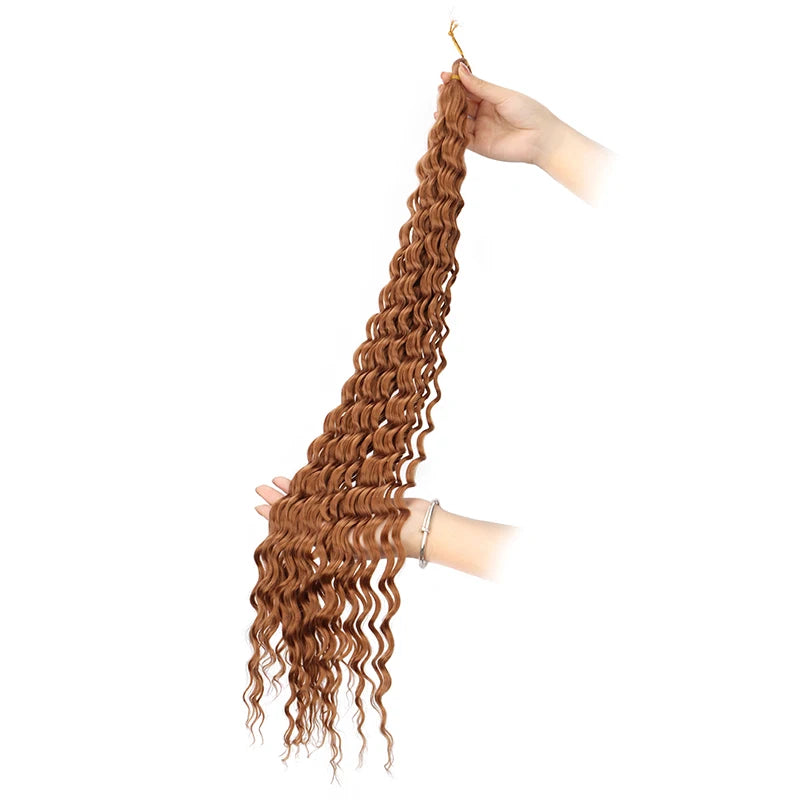 30 Inch Pre-Stretched Deep Wave Crochet Hair – Ombre Soft Curly Braiding Hair for Women Luxegan