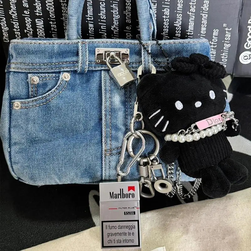 New Denim Fashion Women’s Shoulder Bag | Simple Canvas Bucket Bag for Girls | Casual Versatile Handbag with Interior Zipper Pocket | Solid Color Soft Denim Tote (Model 1) Luxegan