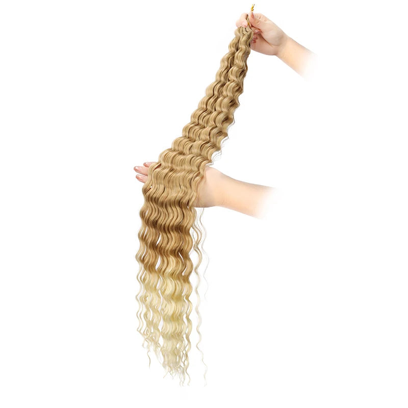 30 Inch Pre-Stretched Deep Wave Crochet Hair – Ombre Soft Curly Braiding Hair for Women Luxegan