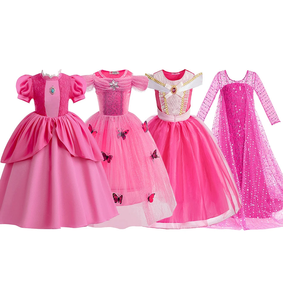 Little Girls Summer Cinderella Dance Sequin Clothing Kids Birthday Fancy Maxi Princess Style Cosplay Dress Long Sleeve Ball Gown