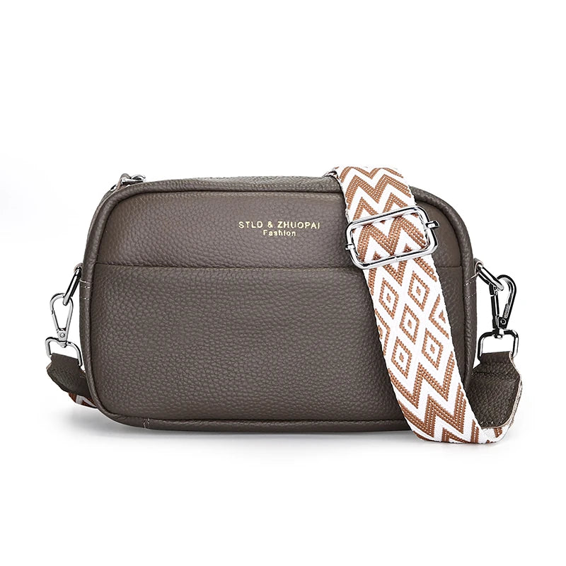 High Quality Genuine Leather Women's Crossbody & Shoulder Bag | Luxury Solid Color Cow Leather Handbag (Female Messenger Tote Sac) Luxegan