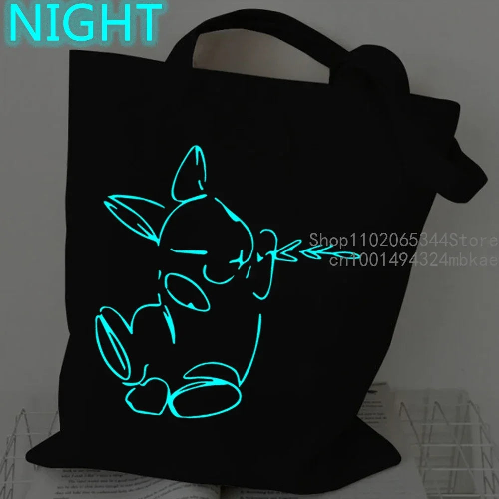 Cute Rabbit Pattern Canvas Tote Bag | Unisex Cartoon Bunny Portable Shopping Bag | Fashion Large Capacity Teen Daily Handbags Luxegan
