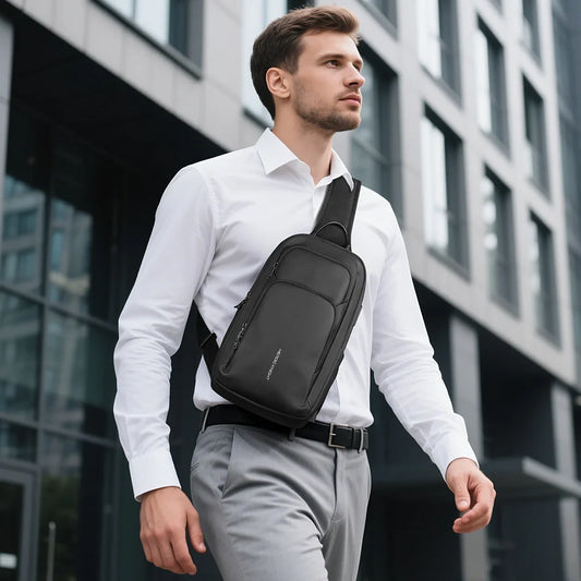 Business Waterproof Crossbody Bag | Sophisticated "USB Charging" Silhouette | Large Oxford Leisure Satchel & Chest Pack | "Dignified" High-Performance HK-6202B Essential for Radiant Versatile Styling Luxegan