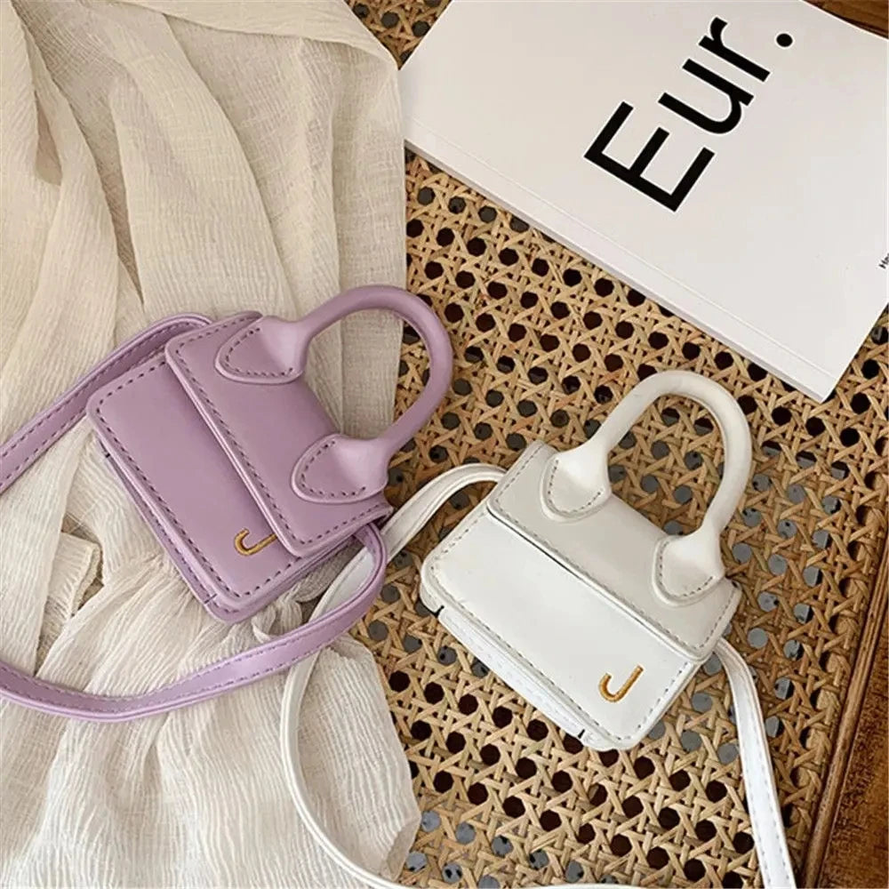 Kids Mini PU Leather Crossbody Bag | Cute Fashion Purse for Little Girls | Small Toddler Coin Pouch & Handbag | Trendy Square Casual Tote for Children Luxegan