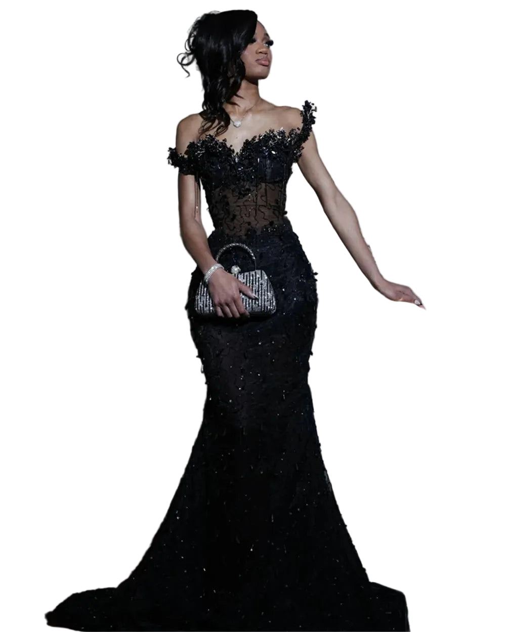 Bespoke Red South African Matric Dance Dress | Luxury Crystal Mermaid Evening Gown | Elegant O-Neck Full Sleeve Formal Party Dress | Premium Satin Lycra Trumpet Gown with Sweep Train Luxegan