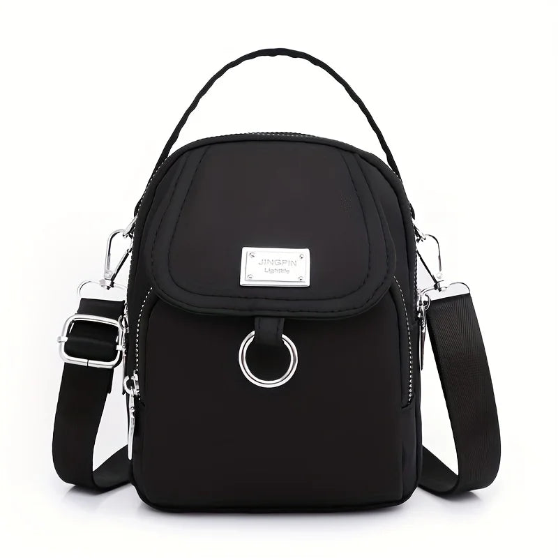 Lightweight Nylon Women's Crossbody Bag | Sophisticated Casual Mini Handbag | Elegant Messenger Bag with Multiple Zip Compartments | Luxury Multi-Functional Square Purse with Detachable Shoulder Strap Luxegan