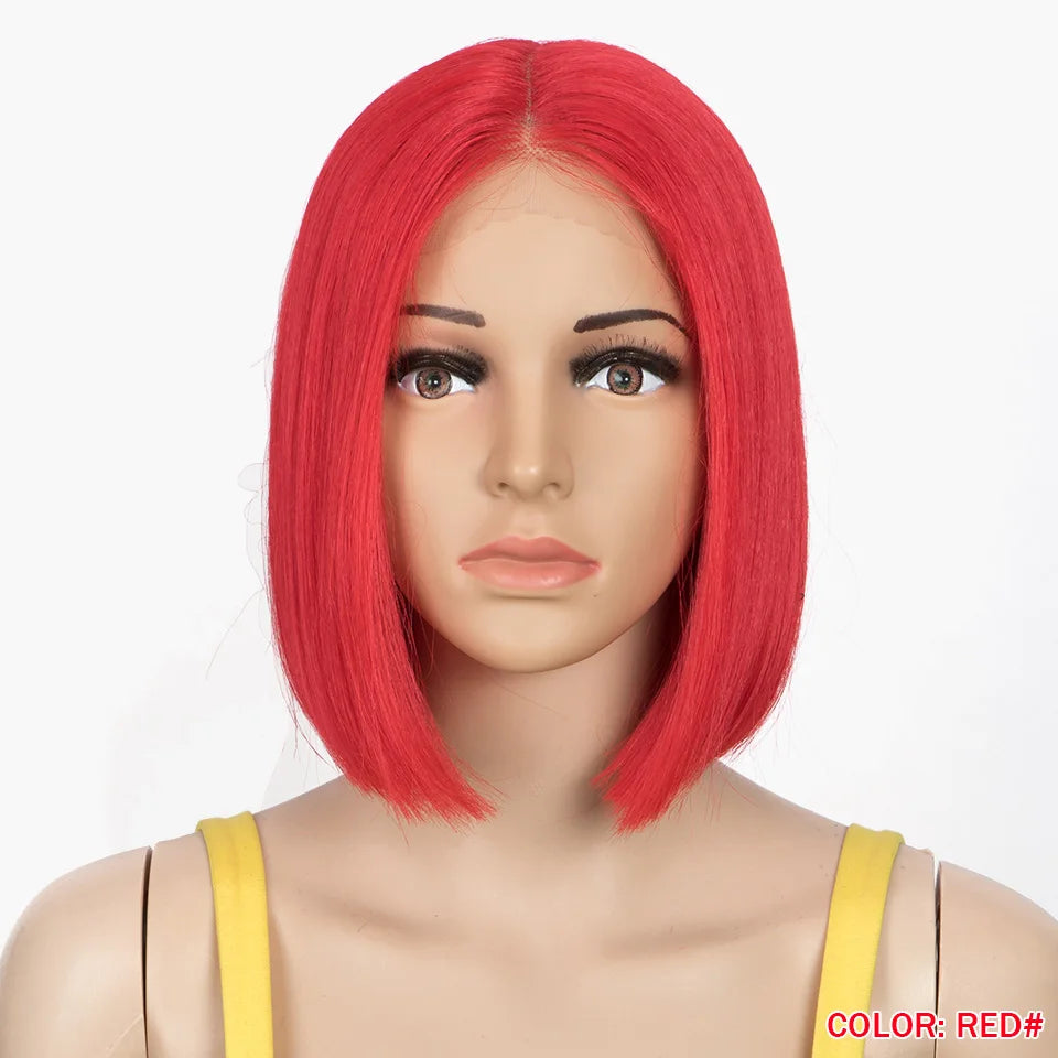 10 Inch Ombre Brown Straight Short Bob Wig | Synthetic Lace Front Wigs for Women (Heat Resistant Fiber, Cosplay & Daily Use) Luxegan