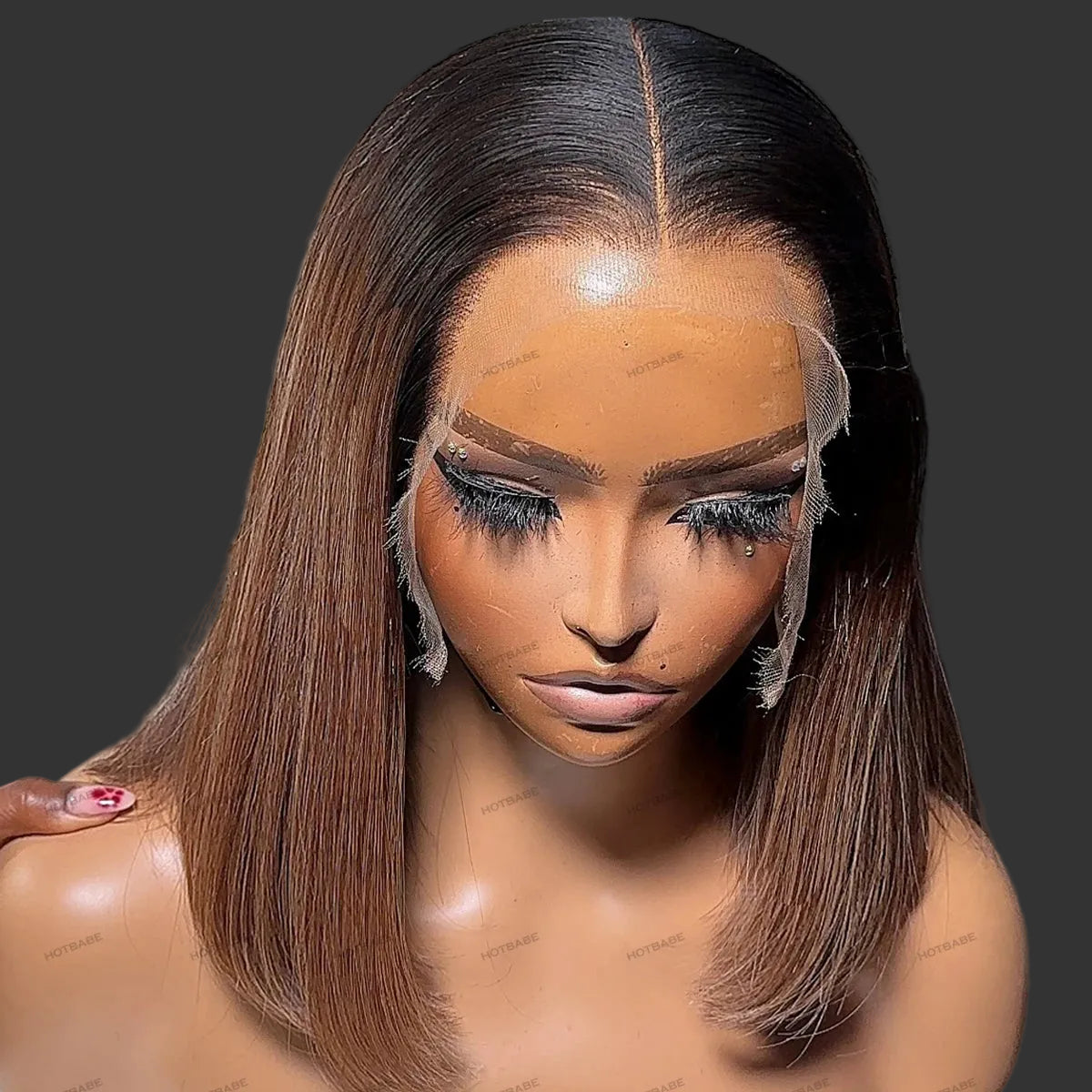 Ultra-High 450 Density Brown Straight Bob HD Lace Wig | Sophisticated 360 Full Lace & 13x6 Frontal | Elegant "Brazilian Remy" Silhouette | "Dignified" Pre-Plucked Wear-and-Go Human Hair for Radiant Versatile Styling Luxegan