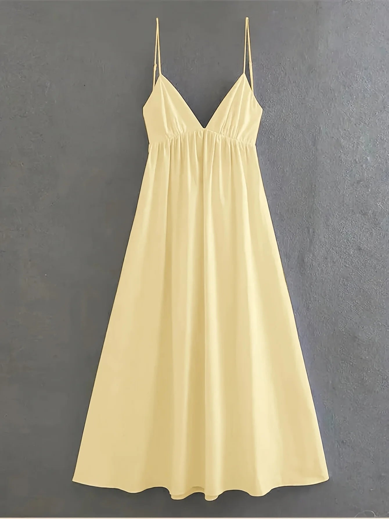 Spaghetti Strap V-Neck Backless Loose Maxi Dress | Solid Sleeveless Casual Vacation Summer Dress Luxegan