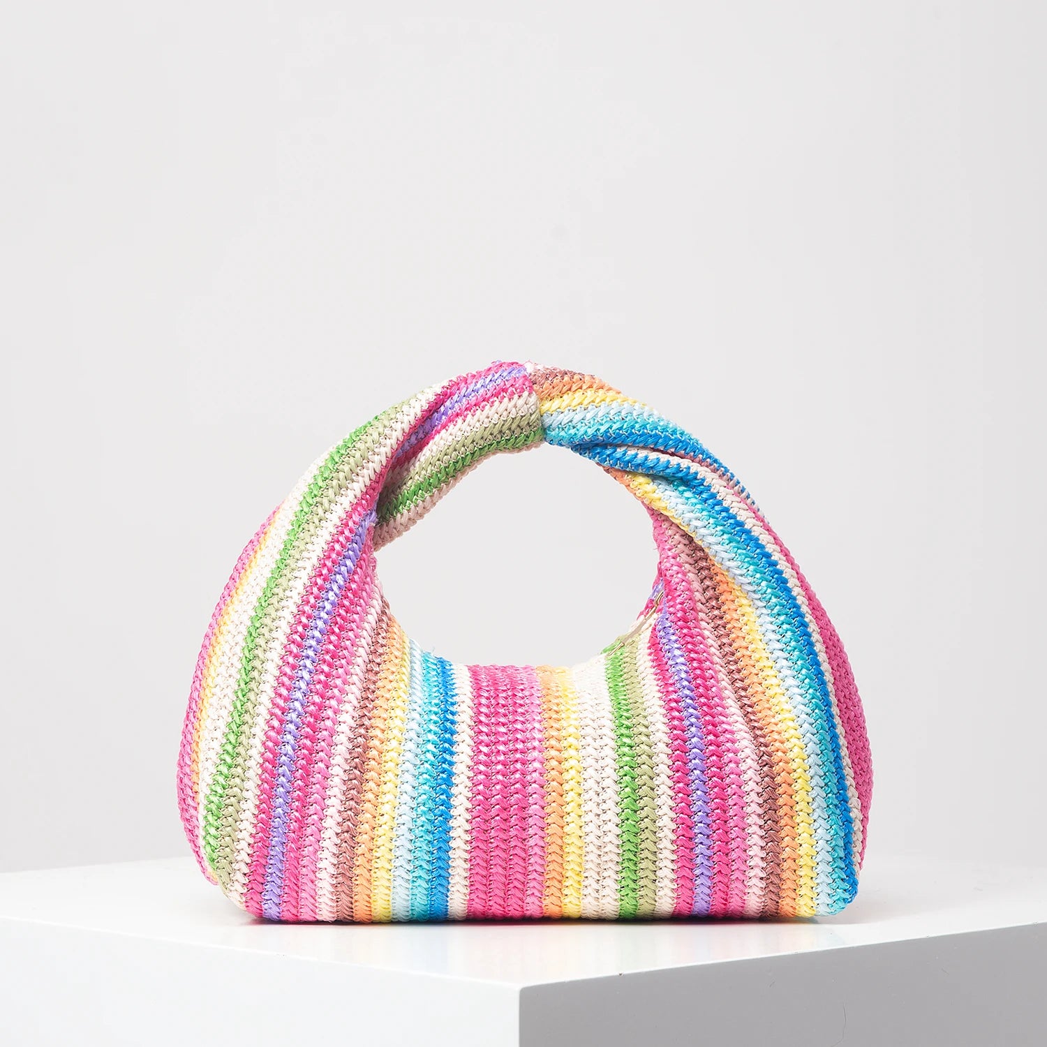 Vintage Woven Handbag | Simple Commuter Bag & Beach Wind Rainbow Purse Luxegan