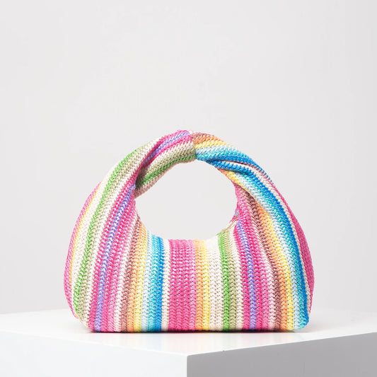 Vintage Woven Handbag | Simple Commuter Bag & Beach Wind Rainbow Purse Luxegan