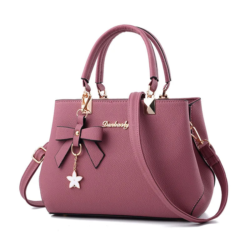 Elegant Women’s Messenger Bag with Flower Pendant | Office Ladies’ Pure Handbag & Satchel - view 6