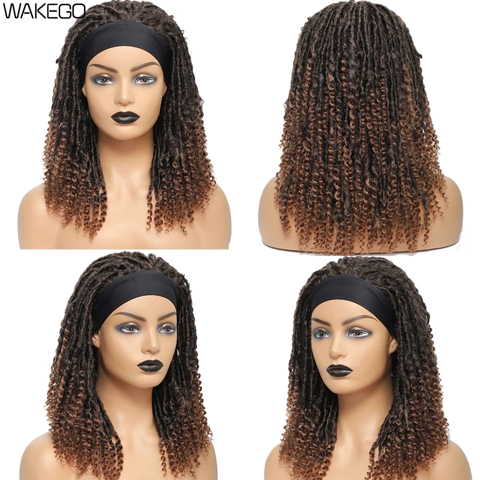 12 Inch Curly Faux Locs Dreadlock Wig | Machine or Headband Cap
