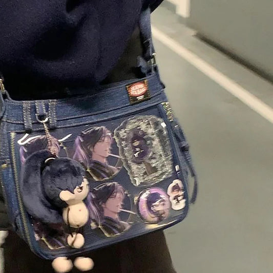 Y2K Denim Ita Bags Women | Subculture Designer JK Uniform Crossbody Shoulder Bag | Casual Daily Commute Students Luxegan