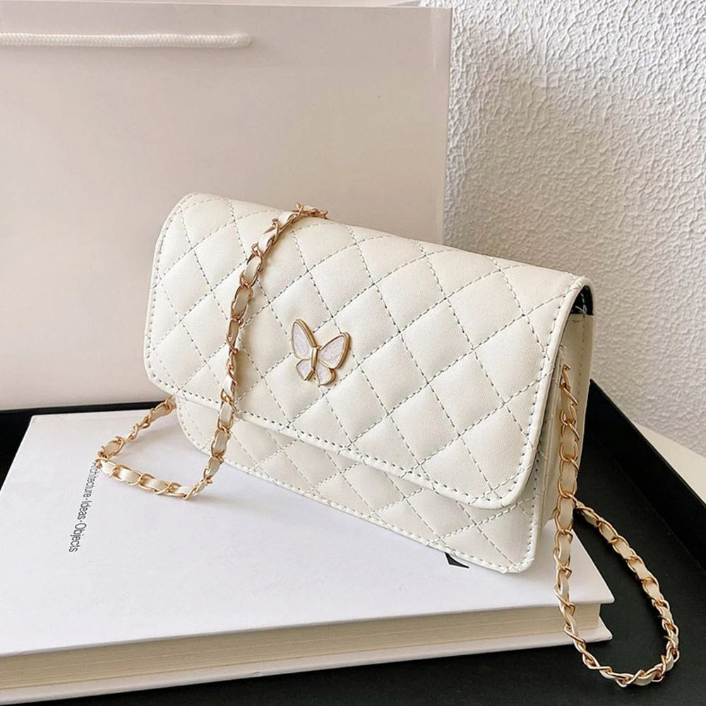 PU Leather Shoulder Bag Classic Style | Diamond Pattern Chain Bag & Women's Trendy All-Match Crossbody Bag (Mini Korean Style) Luxegan