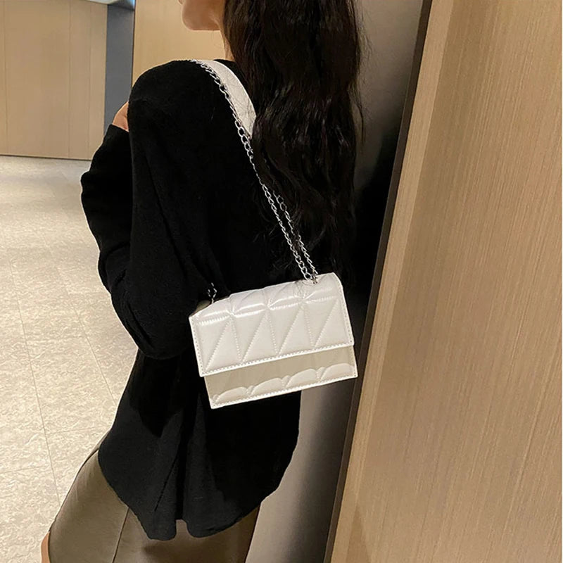 Designer Fashion Women Shoulder Bag | Ladies PU Leather Handle Handbag | Chain Strap Crossbody Bag (Vintage Pillow Shape) Luxegan