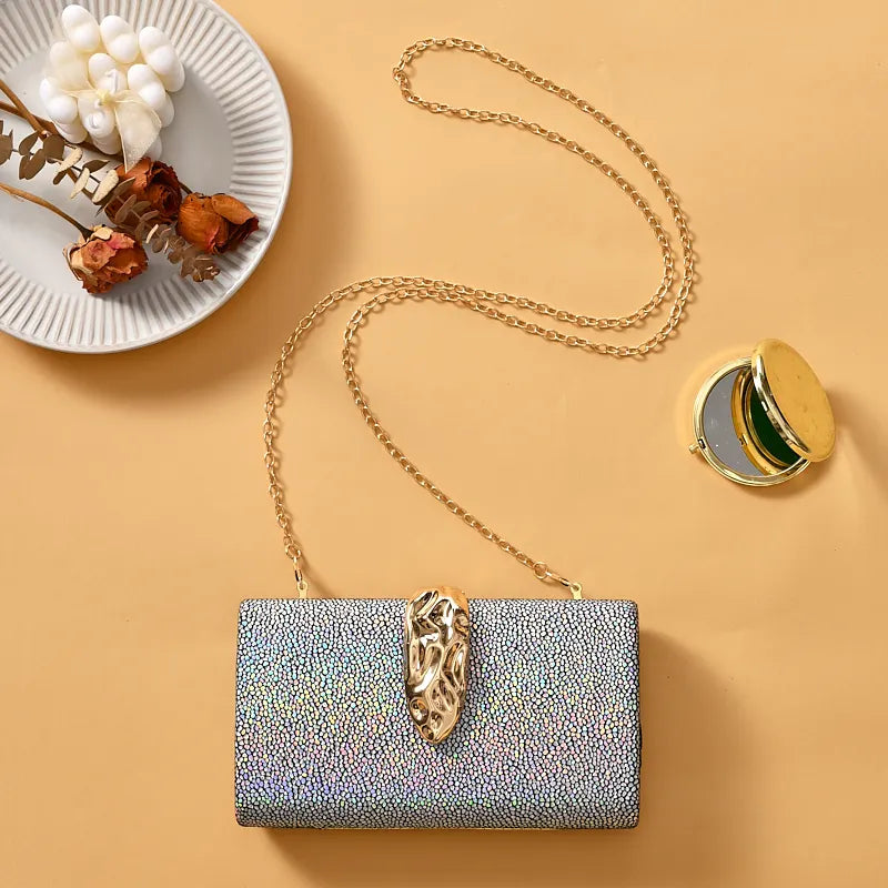 Fashionable Wedding Party Clutch Bag for Women | Elegant Small Square Handbag for Evening Dresses | Sequin-Embellished Formal Purse | Sophisticated England Style Frame Clutch (Model 1504) Luxegan