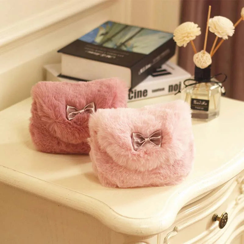 Children's Winter Plush Faux Fur Shoulder Bag | Princess Girl’s Soft Messenger Bag | Kids' Fashion Animal Print Handbag | Cozy Cotton-Lined Mini Backpack & Coin Purse Luxegan