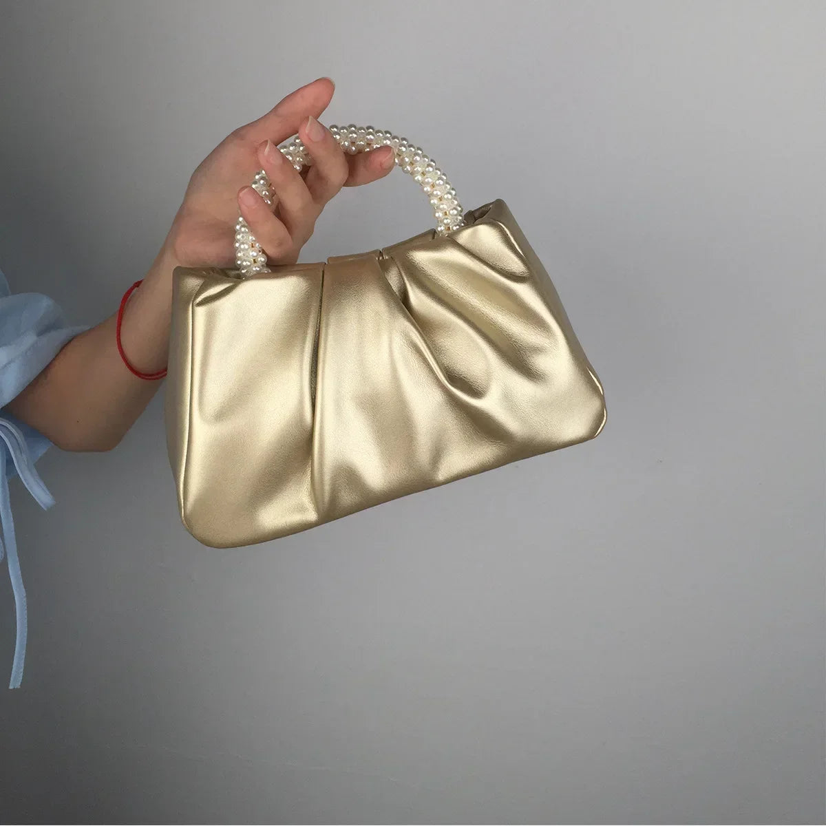 Fashion Pearl-Handle Dinner Clutch | Sophisticated Luxury Design Handbag | Elegant Ladies Square Shoulder Bag | "Dignified" Soft Small Messenger for Versatile Evening Styling Luxegan