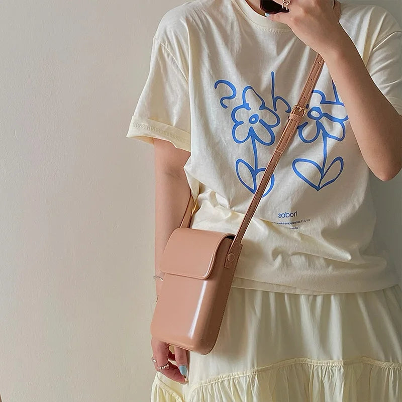 Mini PU Leather Crossbody Bag | Simple Flap Shoulder Purse Luxegan