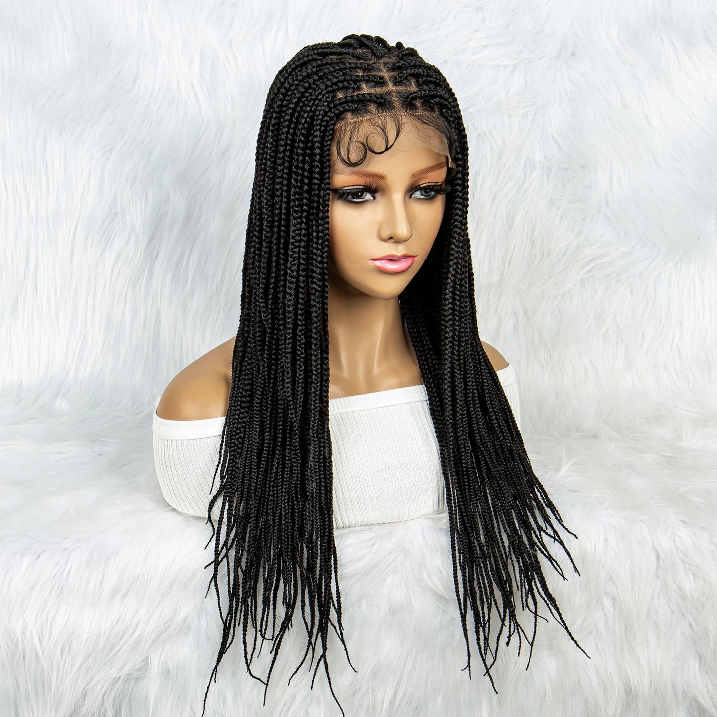 Colorful Knotless Box Braids Wig | Full Lace Front with Baby Hair Luxegan