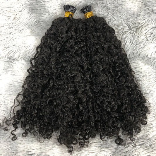 Curly I-Tip Hair Extensions | Pre-Bonded Microlink Style Luxegan