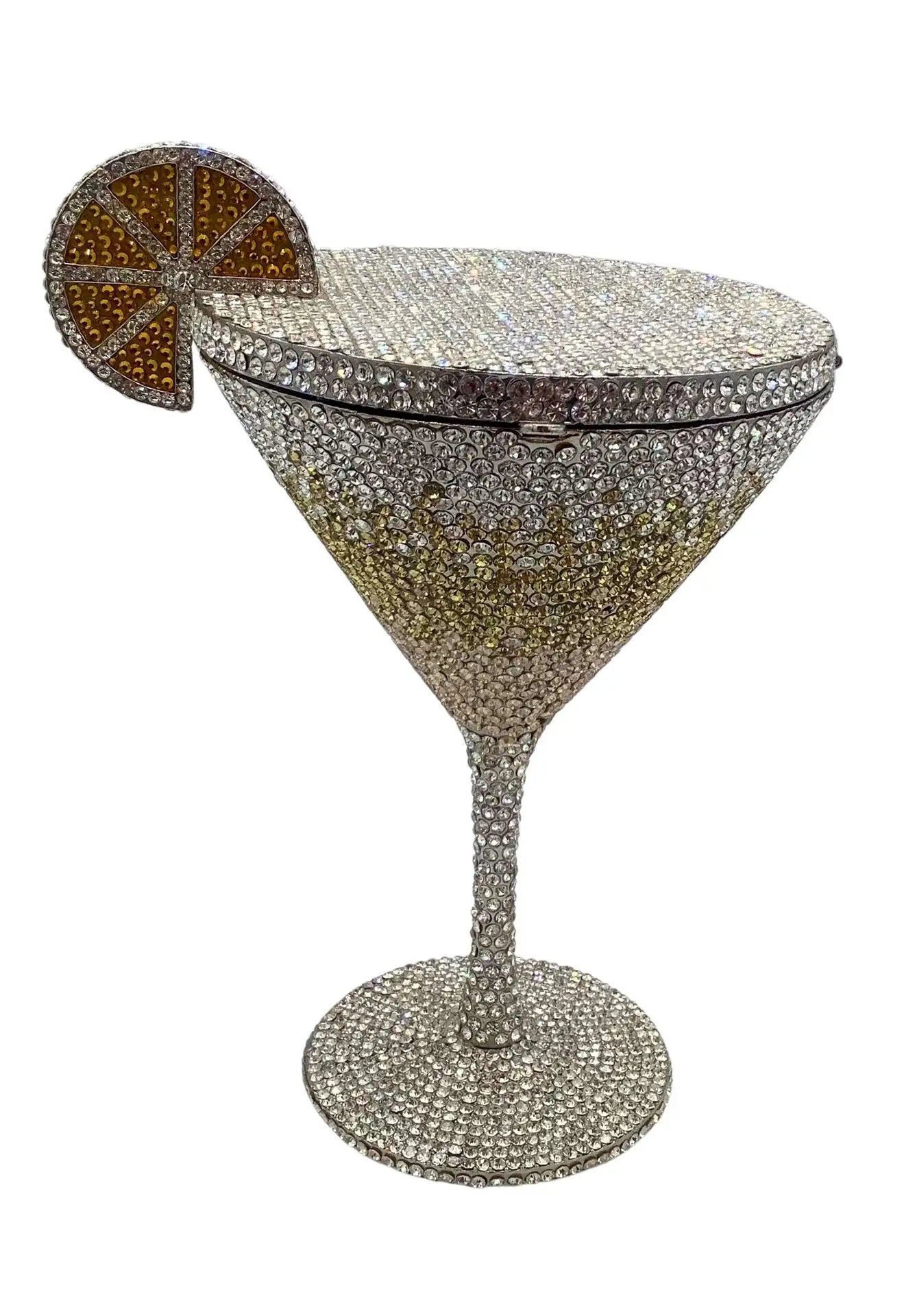 Jewels Martini-Glass Evening Purse | Sophisticated Diamond-Encrusted Bridal Handbag | Elegant Crystal Dinner Clutch | "Dignified" Rhinestone-Detailed Minaudière for High-Fashion Party Styling Luxegan