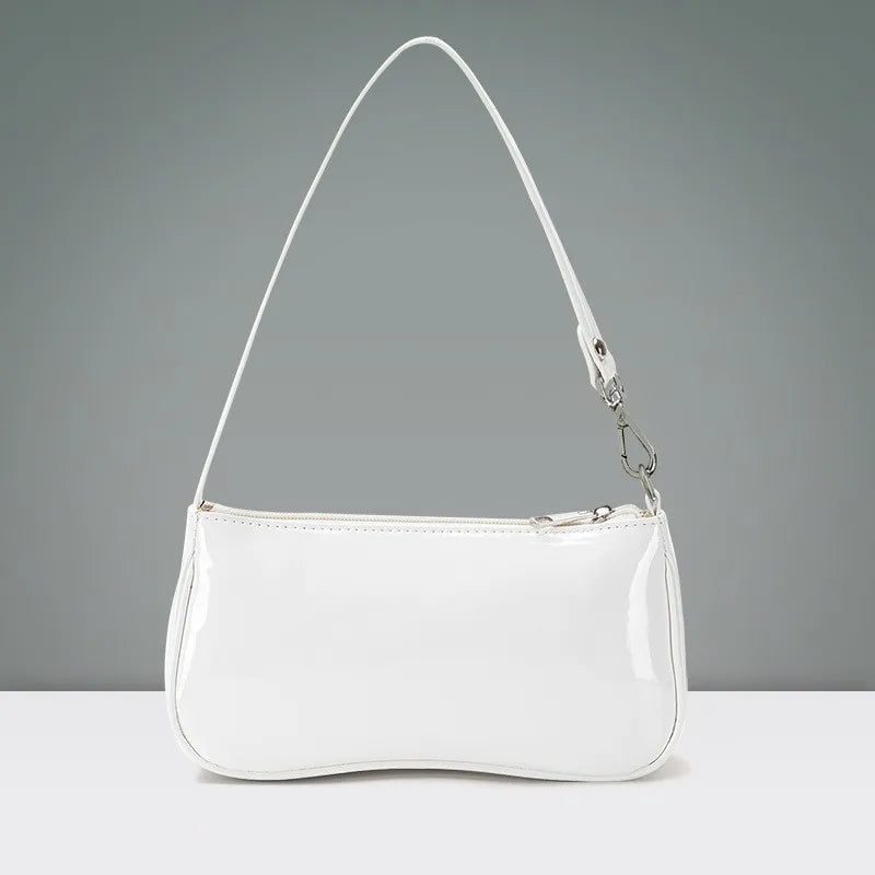 Retro Solid Color PU Leather Shoulder Bag | Fashionable Women's Casual Designer Hobo Underarm Handbag (Baguette Shape, All Seasons) Luxegan