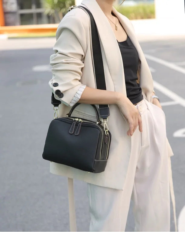 Genuine Leather Cowhide Women's Handbag | Luxury Design Crossbody & Small Square Bag Luxegan