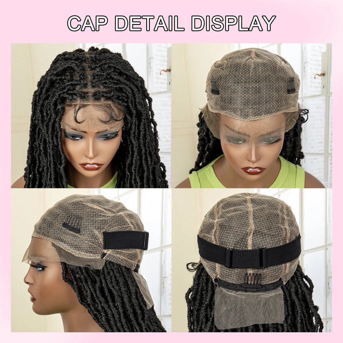 Super Long 36 Inches Synthetic Full Lace Dreadlock Box Braided Wigs for Afro Black Women Black Knotless Braiding Wigs Luxegan