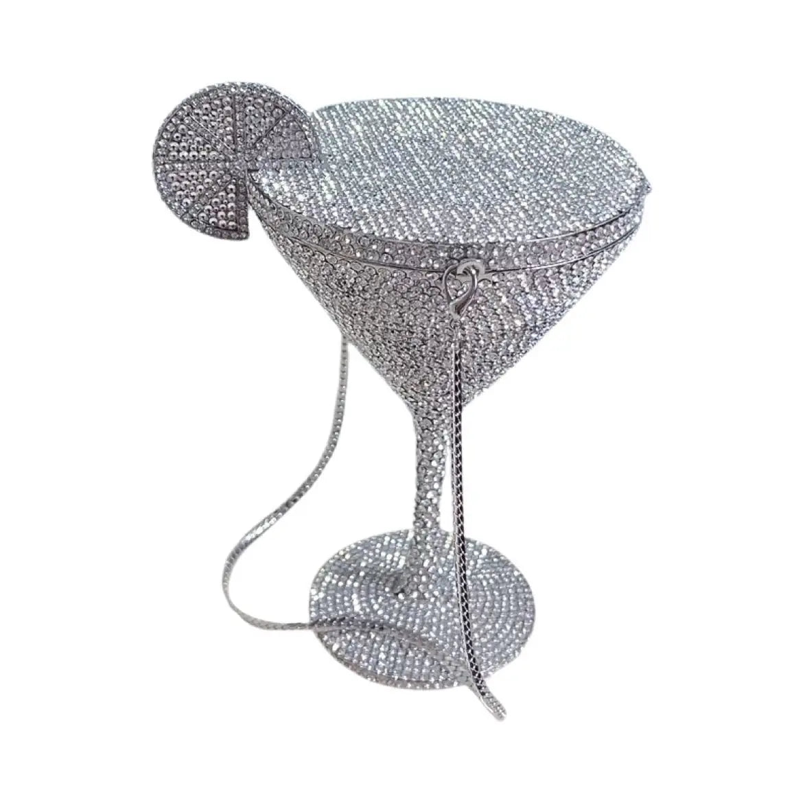 Jewels Martini-Glass Evening Purse | Sophisticated Diamond-Encrusted Bridal Handbag | Elegant Crystal Dinner Clutch | "Dignified" Rhinestone-Detailed Minaudière for High-Fashion Party Styling Luxegan