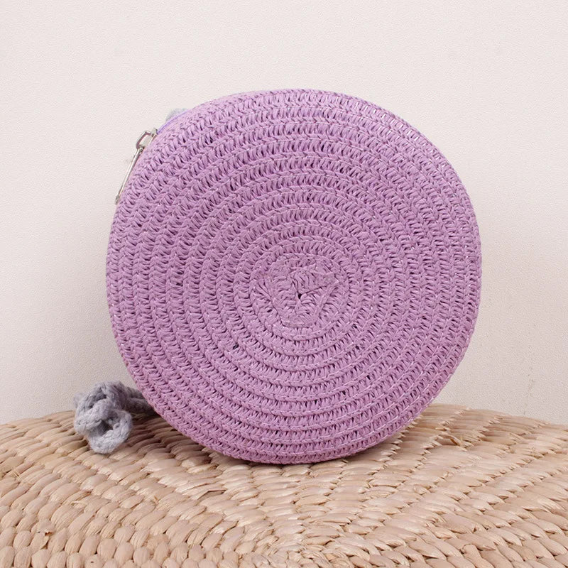 Round Straw Bag | Women's Woven Beach Crossbody Bag & Handmade Knitted Small Handbag Luxegan
