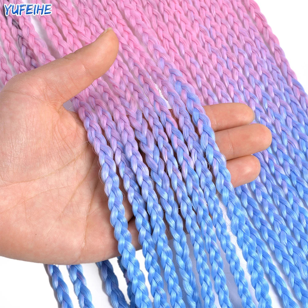 Ombre Box Braids Crochet Hair Extensions – Synthetic Straight Braiding Hair 14"/18"/24" | 22 Strands/Pack