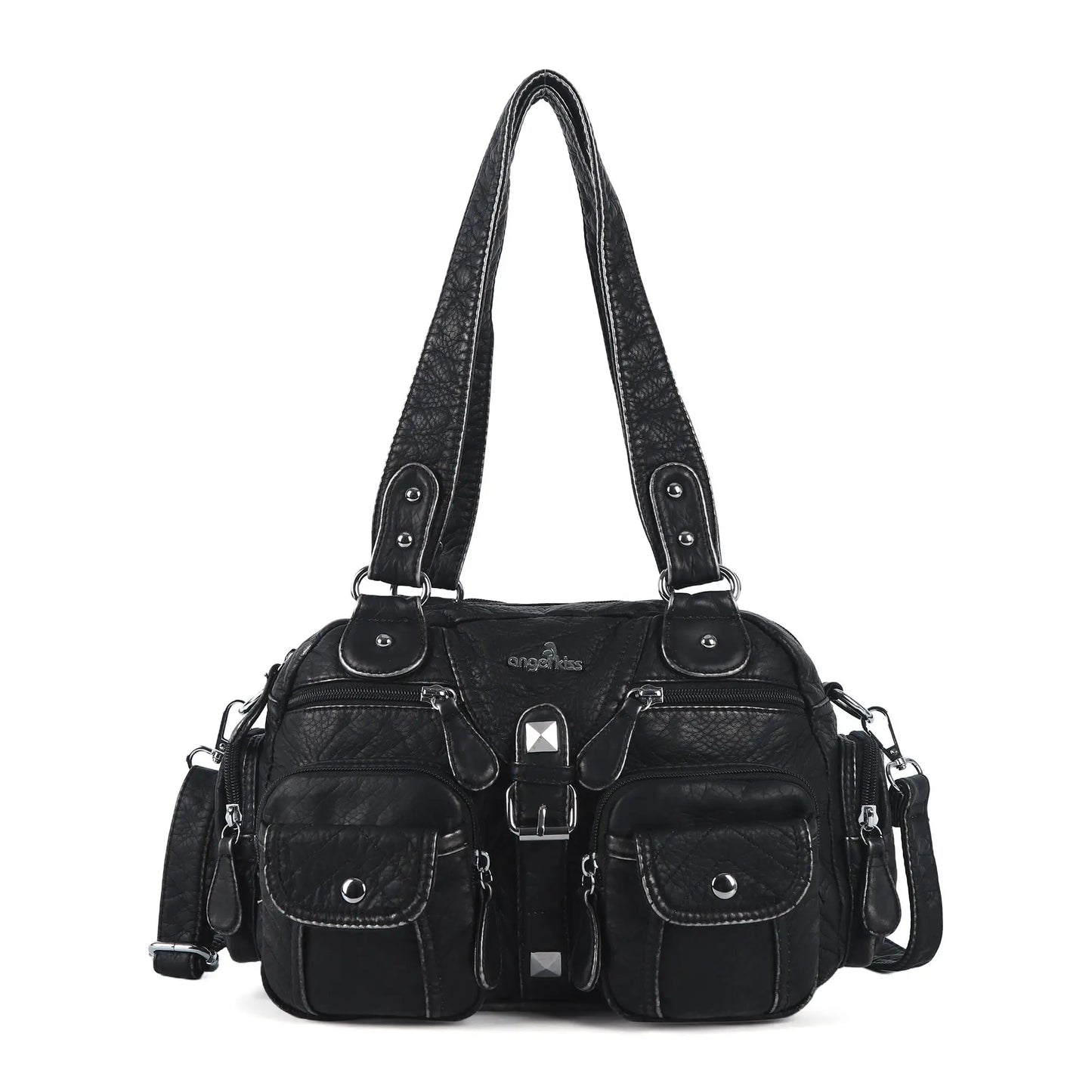 Women’s Rose Top-Handle Satchel | Luxury PU Leather Dumpling Bag | Versatile Crossbody & Shoulder Purse with Organized Interior Luxegan 