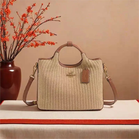 Summer New Woven Bucket Bag Fashionable Retro Bag Women's Versatile Large Capacity Straw Woven Bag | Single Shoulder Cross Luxegan