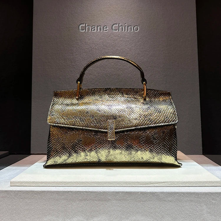 Luxury Designer Snake Print Handbag | Brand New High-Quality Cowhide Shoulder Bag | Fashion Trend Serpentine Leather Tote | Elegant Lady’s Versatile Messenger Bag (Model 47) Luxegan