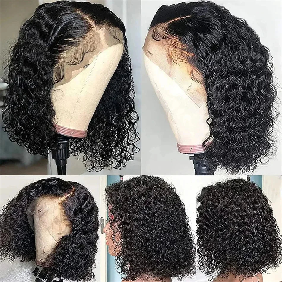 100% Human Hair Loose Deep Wave Short Bob Wig | 14 Inch 200 Density Vietnamese Remy 13x4 Transparent Lace Front Wig Luxegan
