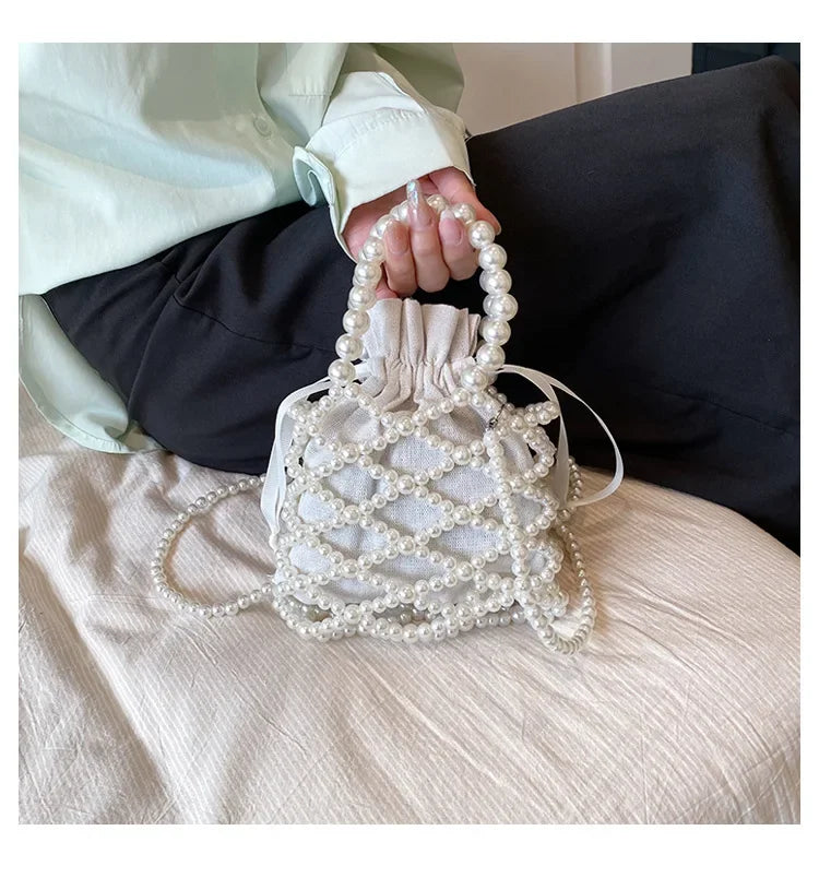 Women's Pearl Bag | Small Mini Tote Bag & Woven Crossbody Luxegan